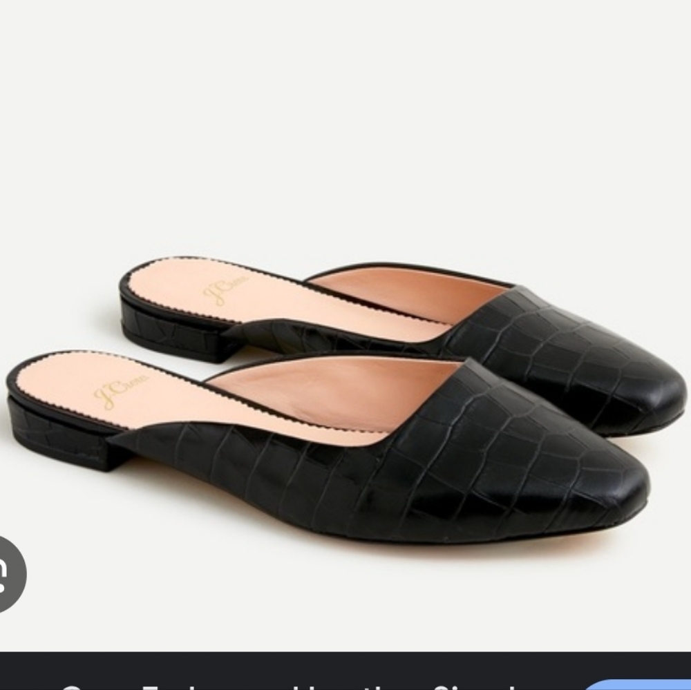 J.Crew Black Embossed Croc-Patterned Genuine Leat… - image 1